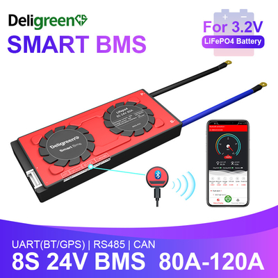 Deligreen Smart Bms Lifepo4 Battery 8S 24v 80-120A Met UART BT 485 CAN Functie Voor RV Outdoor Storage