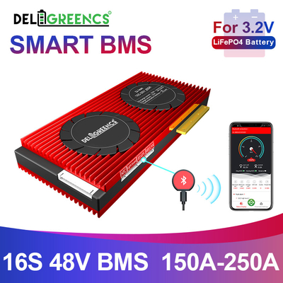 Deligreen Smart Bms Lifepo4 Battery 16S 48v 150-250A Met UART BT 485 CAN Functie Voor RV Buitenopslag